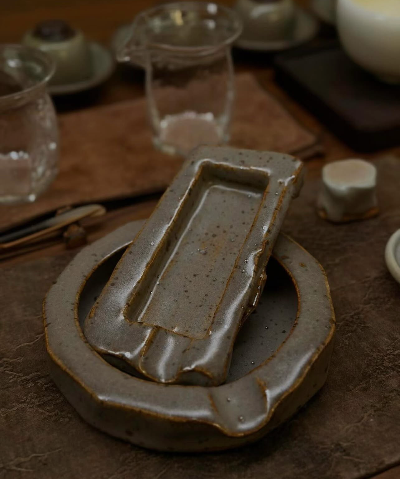 JP.Design❁ Rectangle — Shino Smoke-Fired Cigar Ashtray